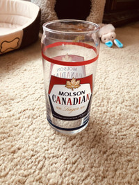 Molson Canadian beer can shaped glass