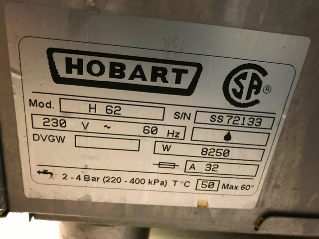 Hobart Commercial Dishwasher in Industrial Kitchen Supplies in Strathcona County