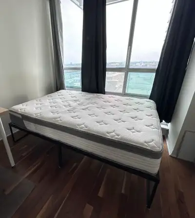 Full/Double Mattress + Black Metal Bed Frame, View more