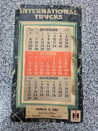 Sept - Dec 1959 International Truck Calendar, View more