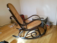 Vintage Thonet-Style Bentwood Rocking chair w/ caned seat & back
