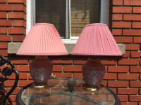 Paire de lampes roses vintage 1980