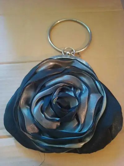 Black Evening Clutch with Ring Handle, View more