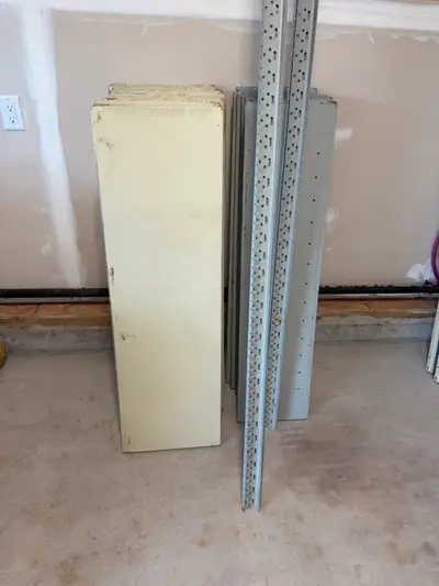23 industrial grade metal shelves consisting of 13 each 4’ X 15” X 1” and 10 each 4’ X 12” X 1” plus...