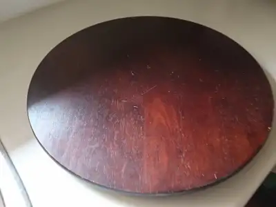 Vintage  16" Round Rotating Turntable Lazy Susan, Cherry Stain, View more