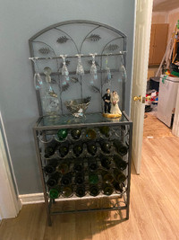 Metal wine rack/Glass top/hanging rack