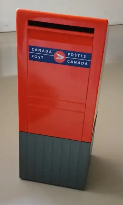 Vintage Large Canada Post Red Mailbox Piggy Bank - 8 - 1/2 inches height