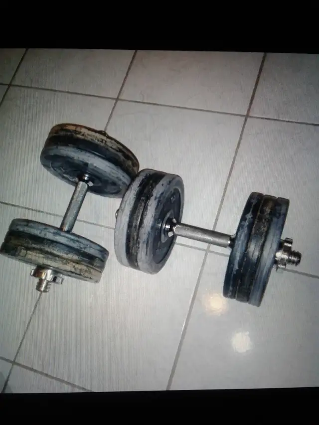 Rubber coated metal weight plates (1 inch hole) $1 per pound  in Exercise Equipment in City of Toronto - Image 3