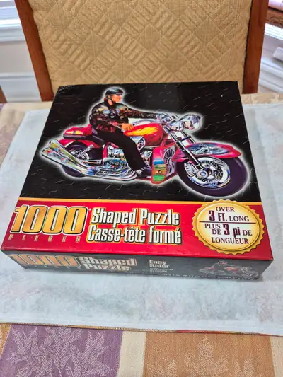 Vintage Easy Rider 1000-Pce Motorcycle Shaped Jigsaw Puzzle-Used, View more