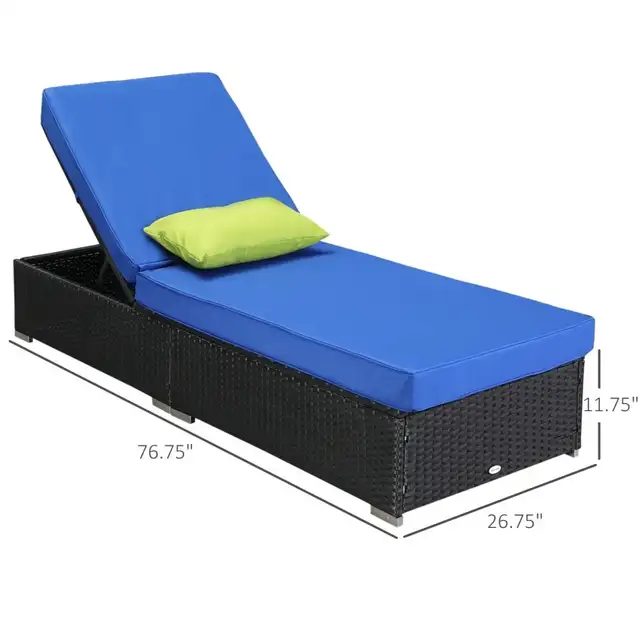 Patio Wicker Lounger, Outdoor PE Rattan Single Chaise Lounge in Patio & Garden Furniture in Markham / York Region - Image 3