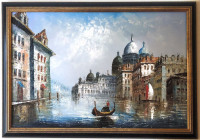 Caroline Burnett Framed Venetian Harbour Painting