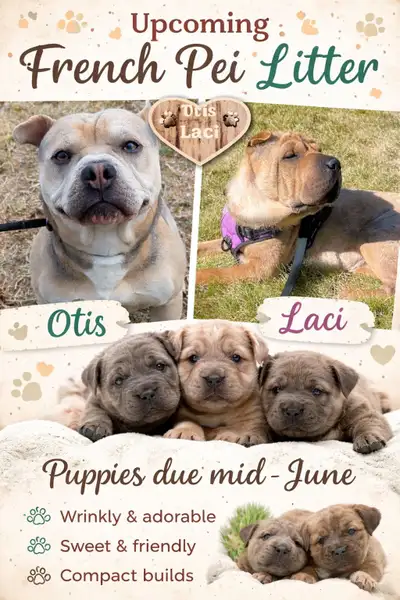 3/4 French Pei on the way! Pugs available, View more
