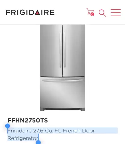 Used Frigidaire 27.6 Cu. Ft. French Door Refrigerator, View more