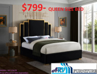 BEDROOM BED VELVET GOLD ARV FURNITURE MISSISSAUGA ONTARIO CANADA