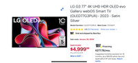 Brand new LG G3 77" 4K UHD HDR OLED evo Gallery webOS smart TV