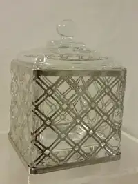 Glass and Chrome Storage Vanity Jar