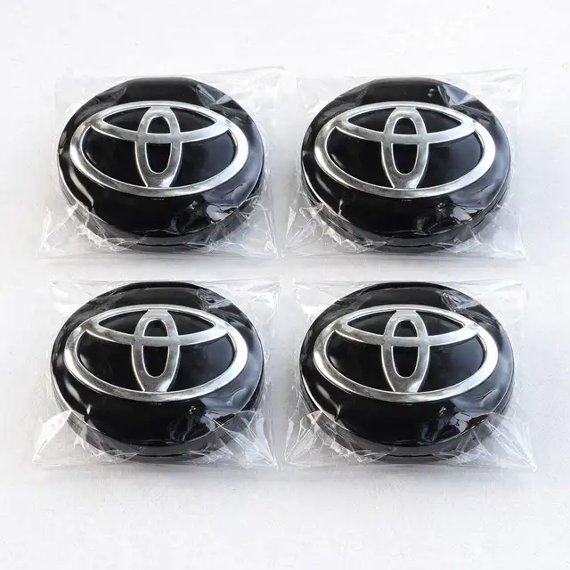 4-wPC Toyota Black/Chrome Wheel Center Caps - 62mm/2.5 inches in Other Parts & Accessories in Edmonton - Image 3
