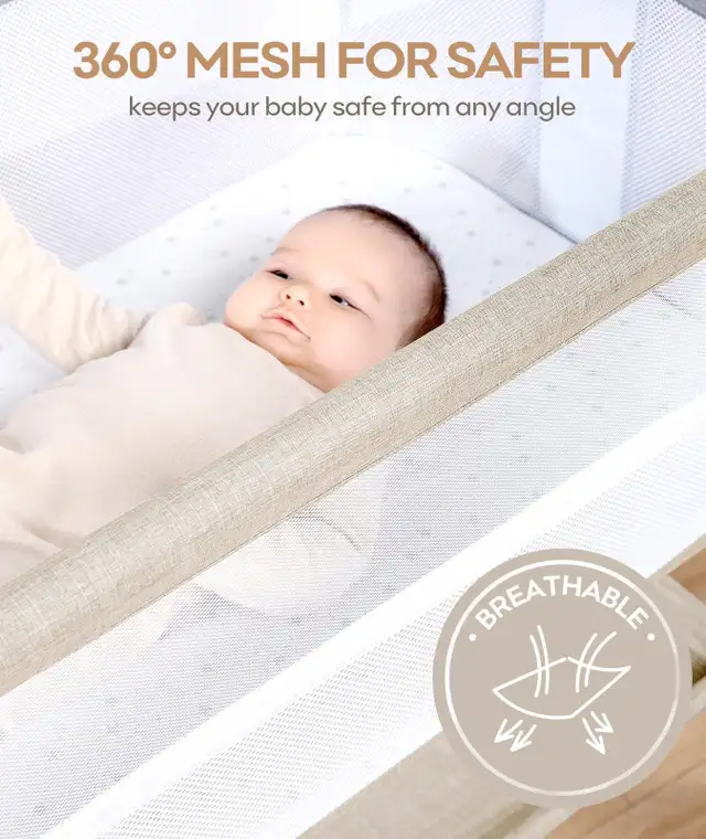 New Bedside Bassinet ,4-Side Mesh Sleeper Wheels and Storage in Other in City of Toronto - Image 3