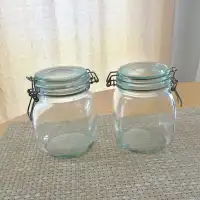 2 Glass Storage Jars, Rubber Seal Good Condition
