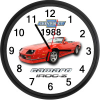 1988 Chevy Camaro IROC Convertible (Bright Red) Custom Clock New