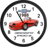 1988 Chevy Camaro IROC Convertible (Bright Red) Custom Clock New