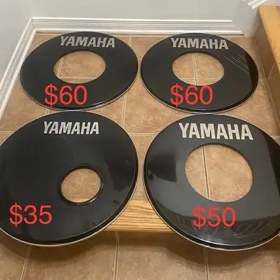 Original 1980s Yamaha 22” Bass Drum Ported Logo Drum Heads set, View more