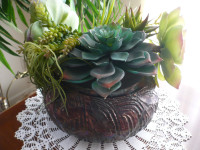 HAND MADE BEAUTIFUL MULTI METAL POT FILLED WITH SUCCULENTS
