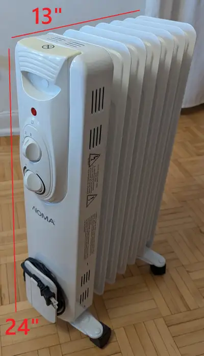 NOMA Oil Filled Portable Radiator Heater w/Wheels & Thermostat,, View more