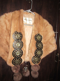 Rare gorgeous mink brown fur shawl cloak coat -30C warm fit all