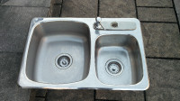 Lavabo double stainless 18 x 27 po