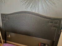 Queen headboard - Grey with grommet design