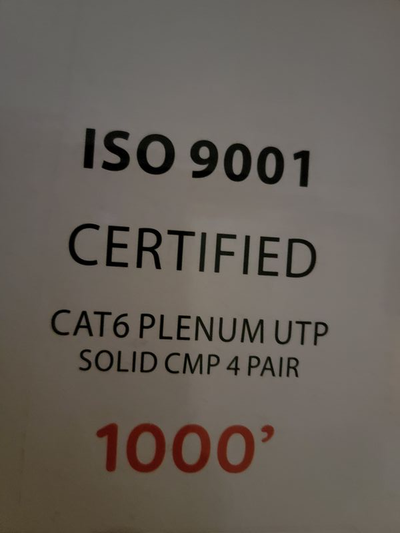 1000ft Cat6 Plenum ISO9001, View more