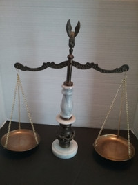 Vintage Scales of Justice - Marble, Brass with Eagle Topper