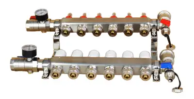 6-Branch PEX SS Radiant Floor Heating Manifold Set 053265, View more
