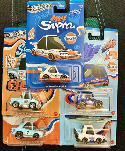2025 Hot Wheels Silver Series GULF TOONED Complete 5 Car Set