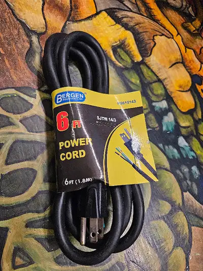 6' Bergen 3-Wire Appliance/Tool power cord,14awg, 15A (25 avail), View more