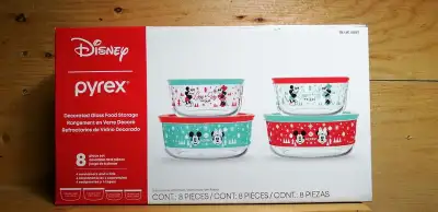 NEW Pyrex Mickey & Minnie Christmas Decorated Glass Storage Set, View more