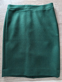 J Crew Green Wool Pencil Skirt