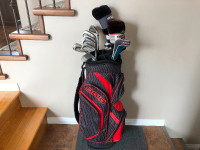 Men’s right hand golf clubs and Ogio cart bag
