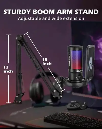 USB Gaming Mic Kit w/ Boom Arm RGB Mute Button & Volume Control, View more
