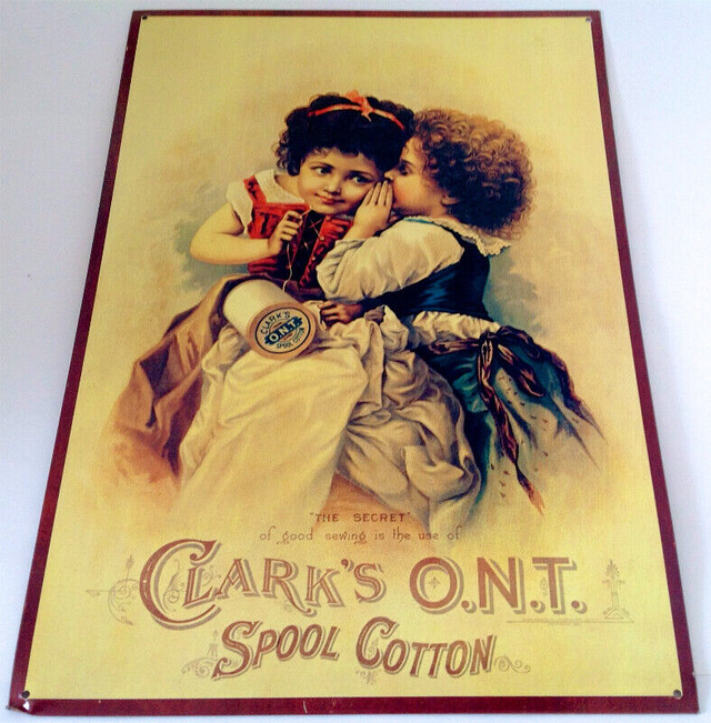 Collection. Affiche en fer Clark's O.N.T. Spool Cotton dans Art et objets de collection  à Lévis - Image 2