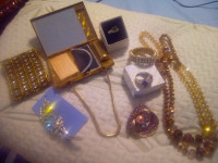 Sterling silver, rhinestones, brooches, bracelets, rings