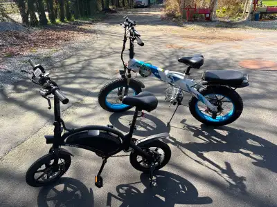 Two Electric Folding Fat Tire Bicycles, View more