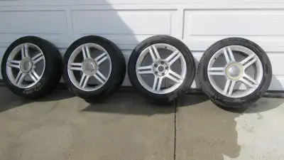 Set of 4 Continental Extreme Contact DSW06+ performance tires, 245/45 R17 ,on Audi aluminum alloy ri...