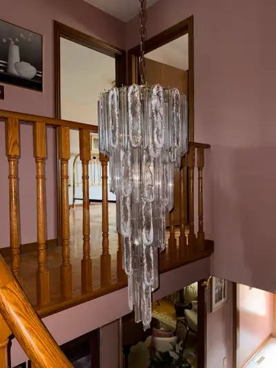 Matching Vintage Italian Glass Chandeliers – 5 Piece Collection, View more