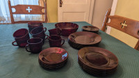 Ensemble- Set vaisselle vintage Hocking red collection