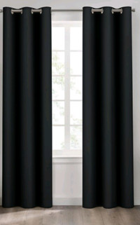 Black panel curtains - 52 x 80 sateen finish - qty 3 panels