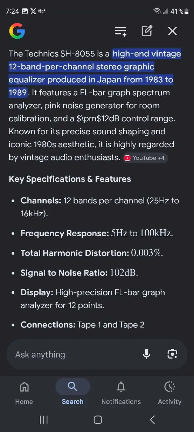 Technics Stereo Graphic Equalizer  in General Electronics in Winnipeg - Image 6