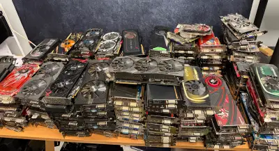 100+ GPUs Bulk Lot AMD and NVIDIA Untested  – Need Gone ASAP, View more