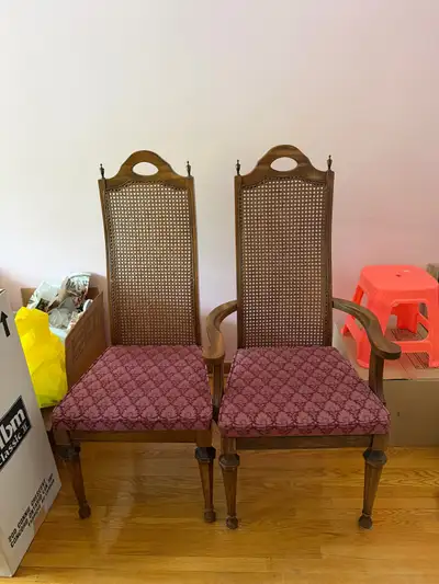 Vintage 1970s Lighted China Cabinet & 6 Matching Chairs, View more